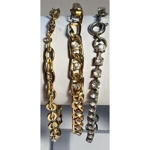 Bracelets/Anklet Three Gold/Silver Tone chains Various Types Closures 7 Inches